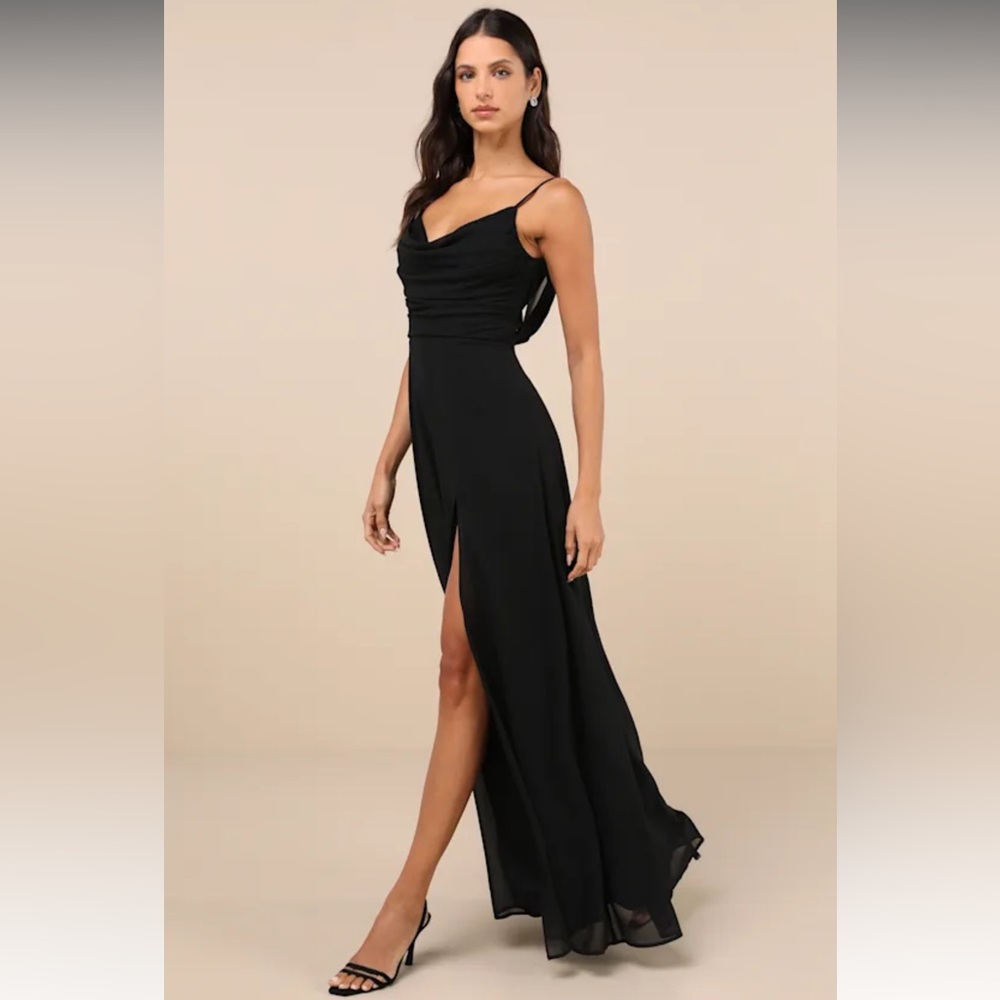 NWT- Notorious Poise Black Sleeveless Cowl Neck Dress